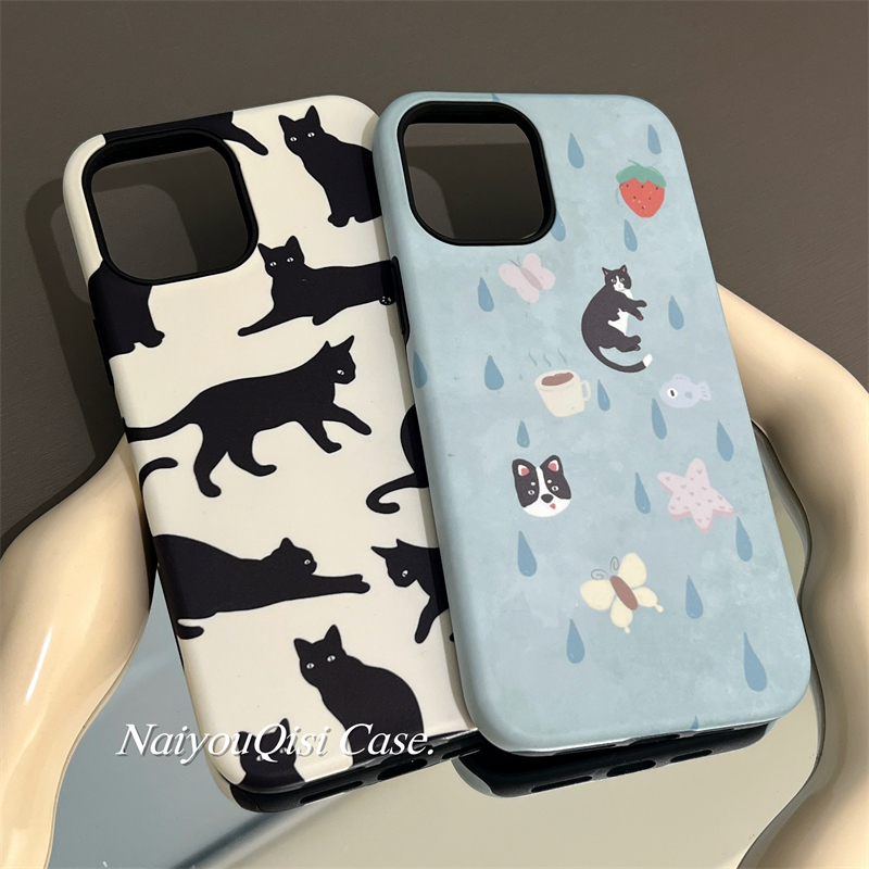 韩风卡通可爱猫咪适用苹果14ProMax手机壳iPhone13新款12二合一菲