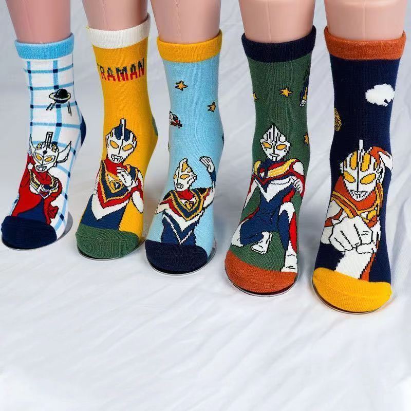 棉袜秋冬奥特曼中筒袜男童儿童袜子卡通1-12岁学生宝宝袜保暖网红