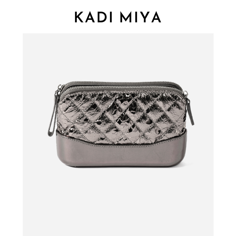 KADIMIYA牛皮女包轻奢百搭单肩包链条斜挎包小香风菱格小方包女士