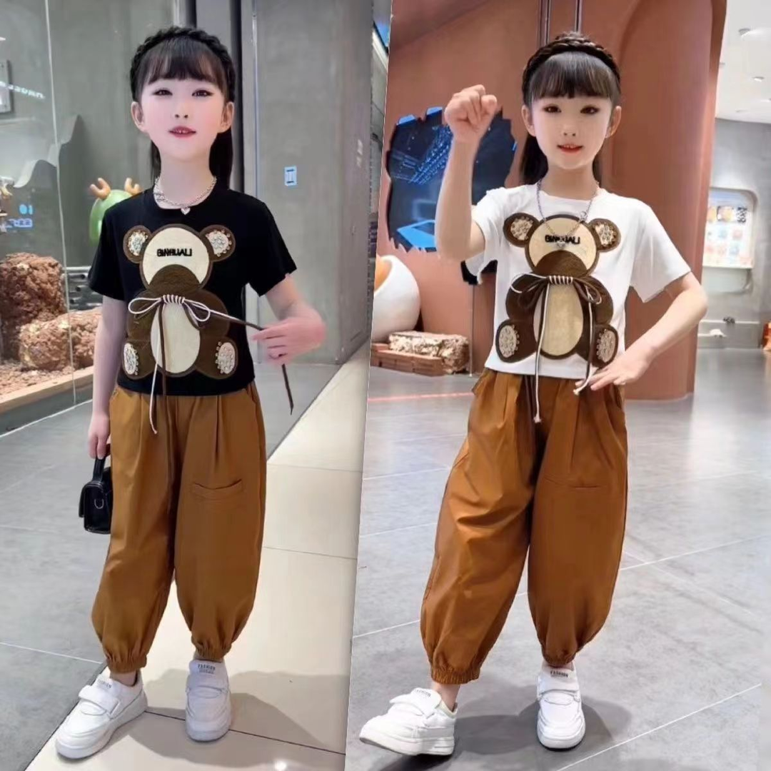 【小熊防蚊套装】儿童丁达尔穿搭绣女童时尚洋气运动百搭套装科学