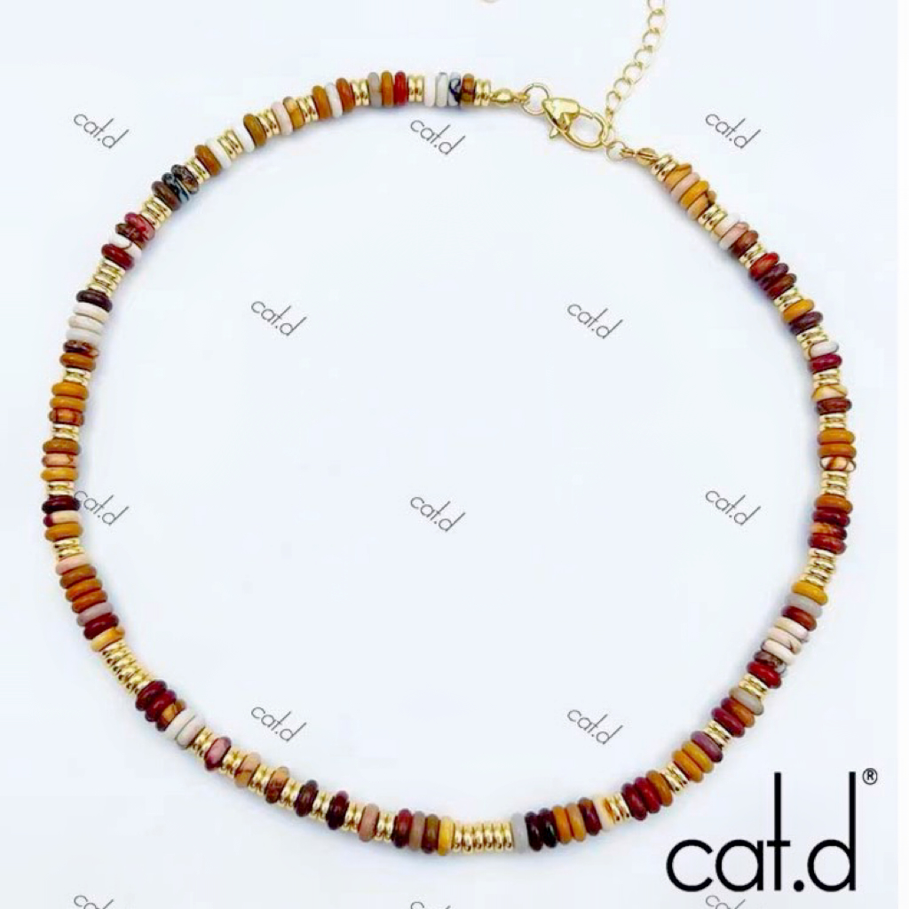 非金属项链 X3712《落日飞盘》美拉德拼接天然彩色设计款项链