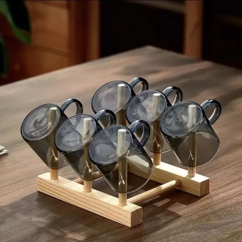 六只烟灰色带把小品杯 热卖流行款茶杯茶具家用奶杯耐热创意透明