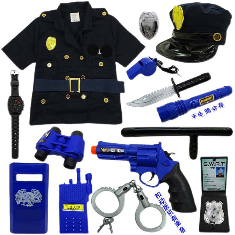 儿童小警察玩具套装备头盔小交警特警帽子过家家声光道具