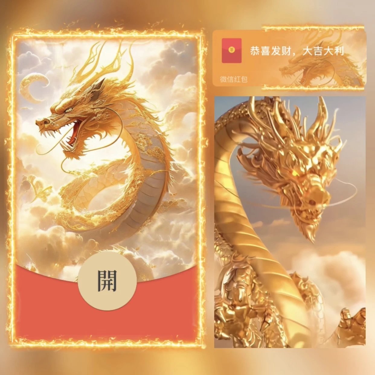 2024龙年新年金龙飞天vx红包封面定制最新皮肤设计定制服务序列号