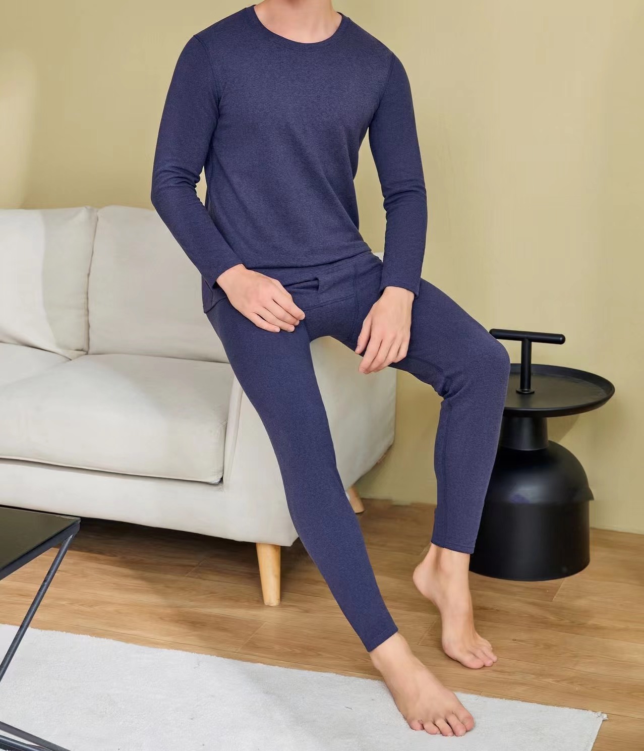 爱丽家男士保暖内衣套装蚕丝蛋白羽绒套装8022T