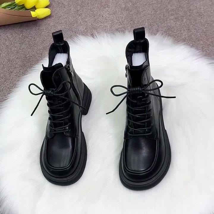 品牌断码真软皮马丁靴新款秋冬季英伦风百搭小短靴平底靴女瘦瘦靴