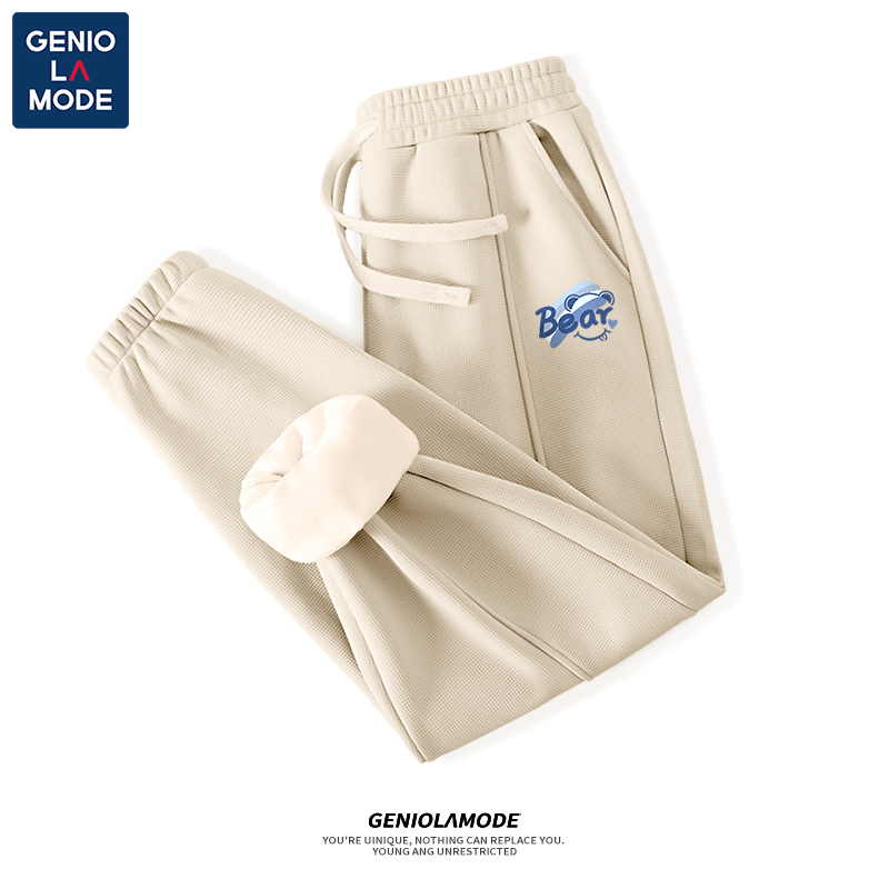 GENIOLAMODE运动重磅束脚卫裤男秋冬款加厚裤子青少年休闲长裤潮