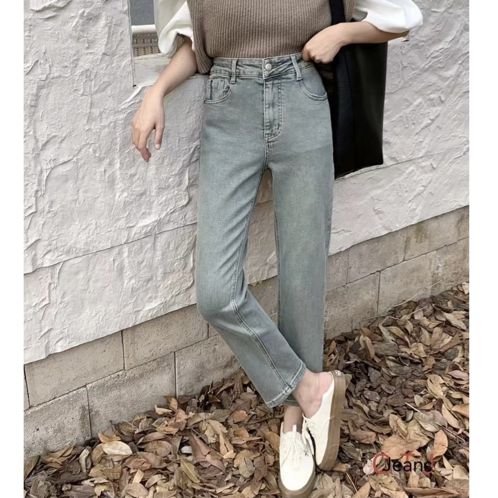 （新）欧货复古色植绒烟管裤3572