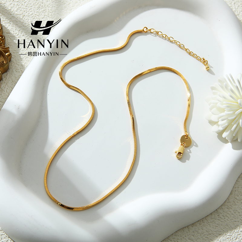 铜合金项链 时尚气质百搭加粗蛇骨链升级版小众毛衣链47cm轻奢ins