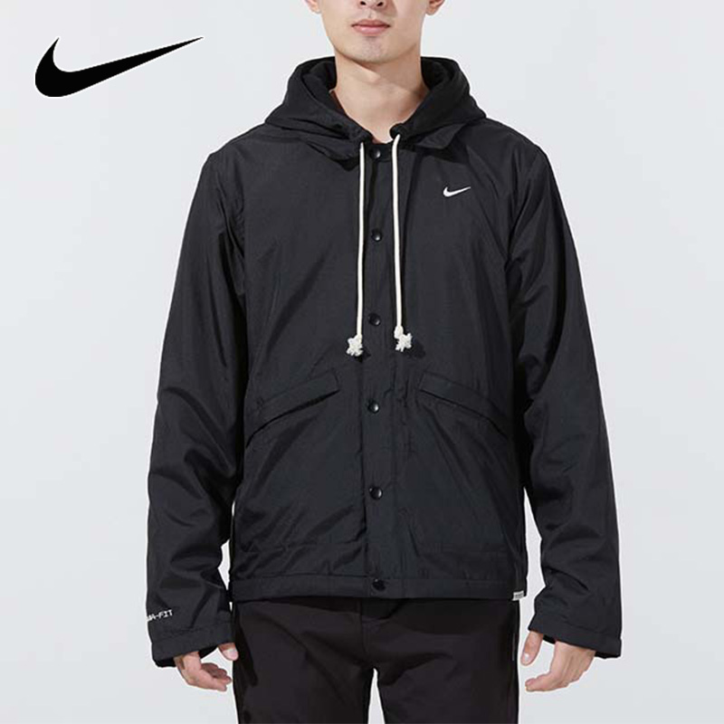 NIKE耐克外套男装2023春秋新款运动服加绒训练连帽夹克DA6858-010