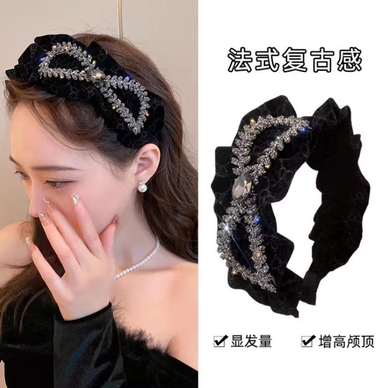 丝绒显发量发箍女高级感时尚蝴蝶结发卡头饰高颅顶头箍女2023新款