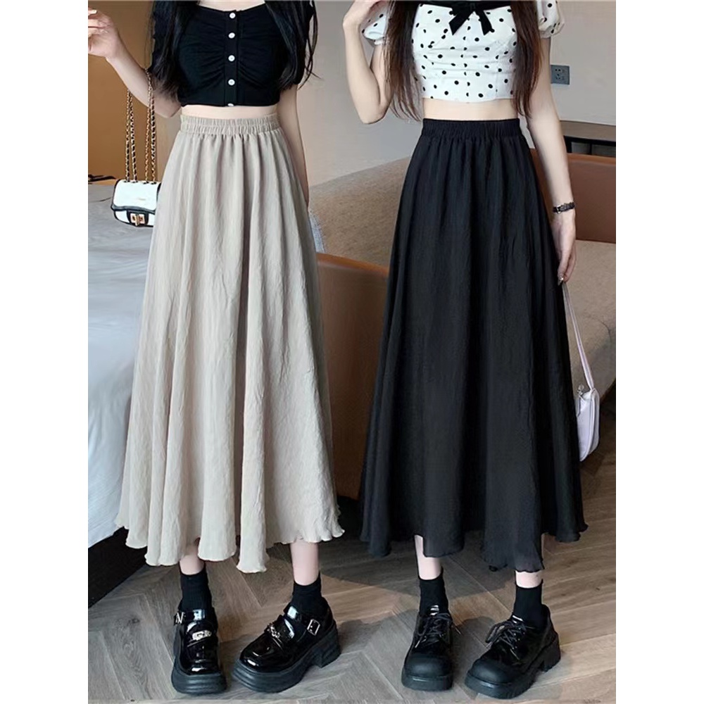 q韩版裙子时尚中长款夏季百褶裙纱裙春夏