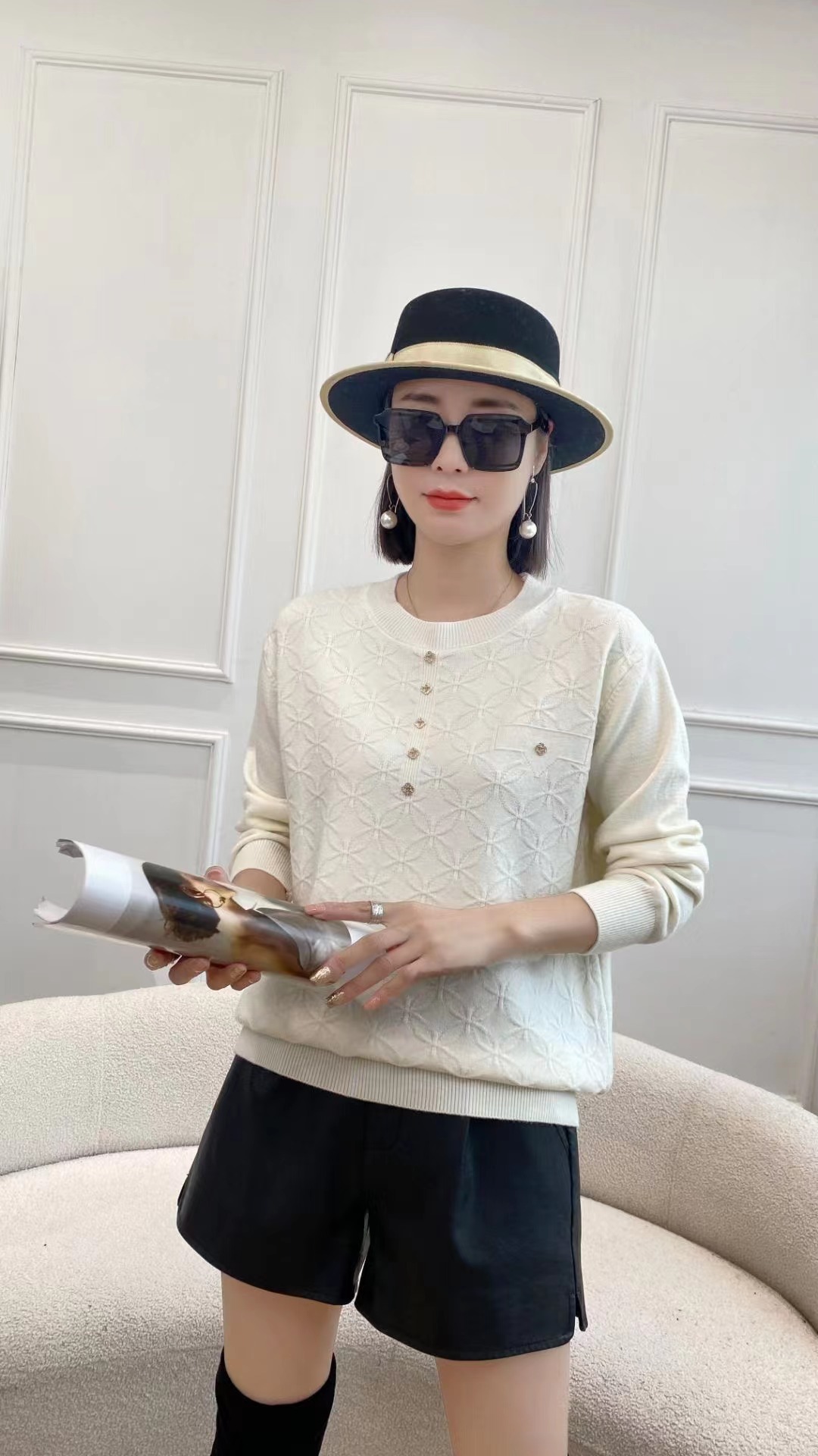 913秋冬新款纯色圆领百搭毛衣