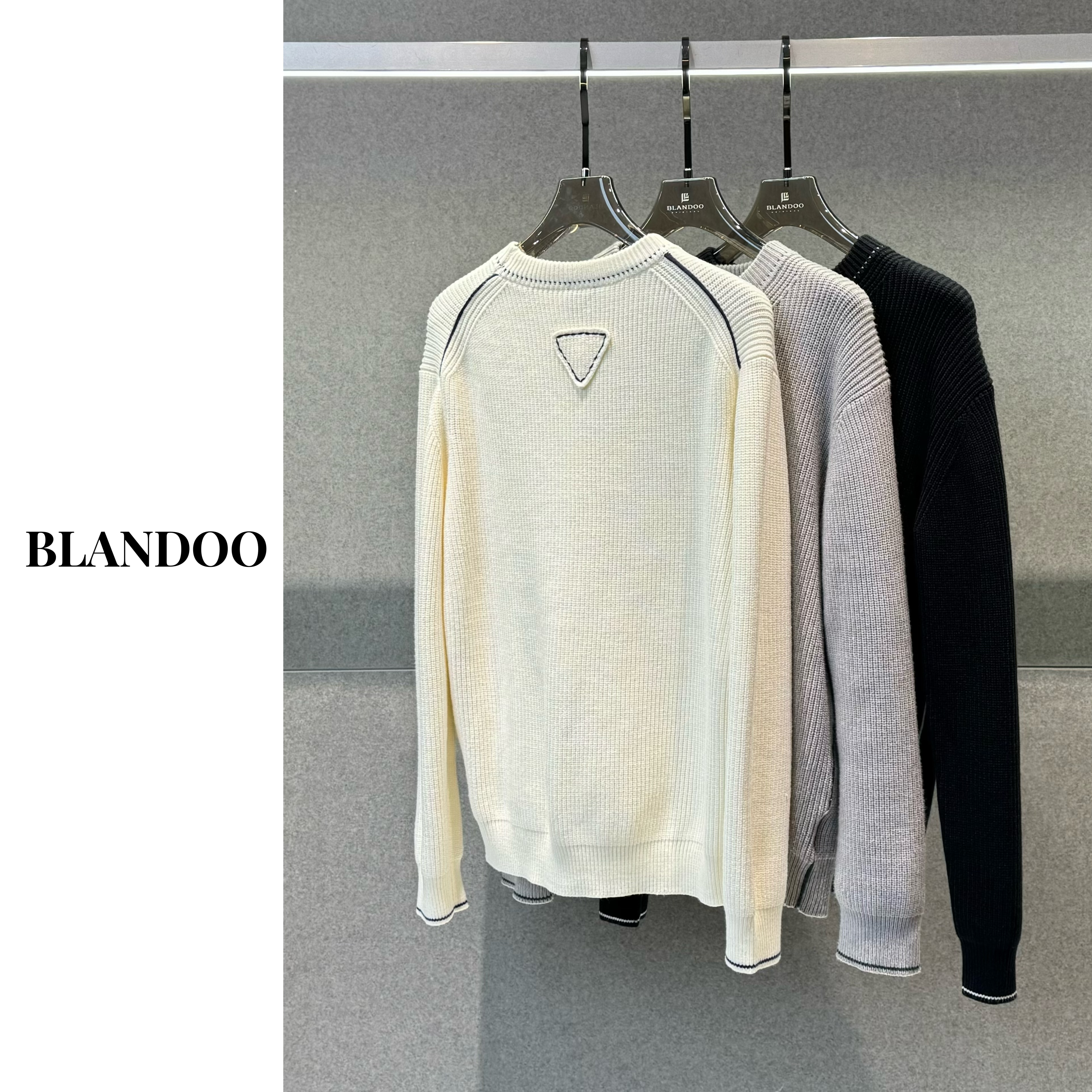 BLANDOO 设计师款男士时尚个性圆领毛衣80922