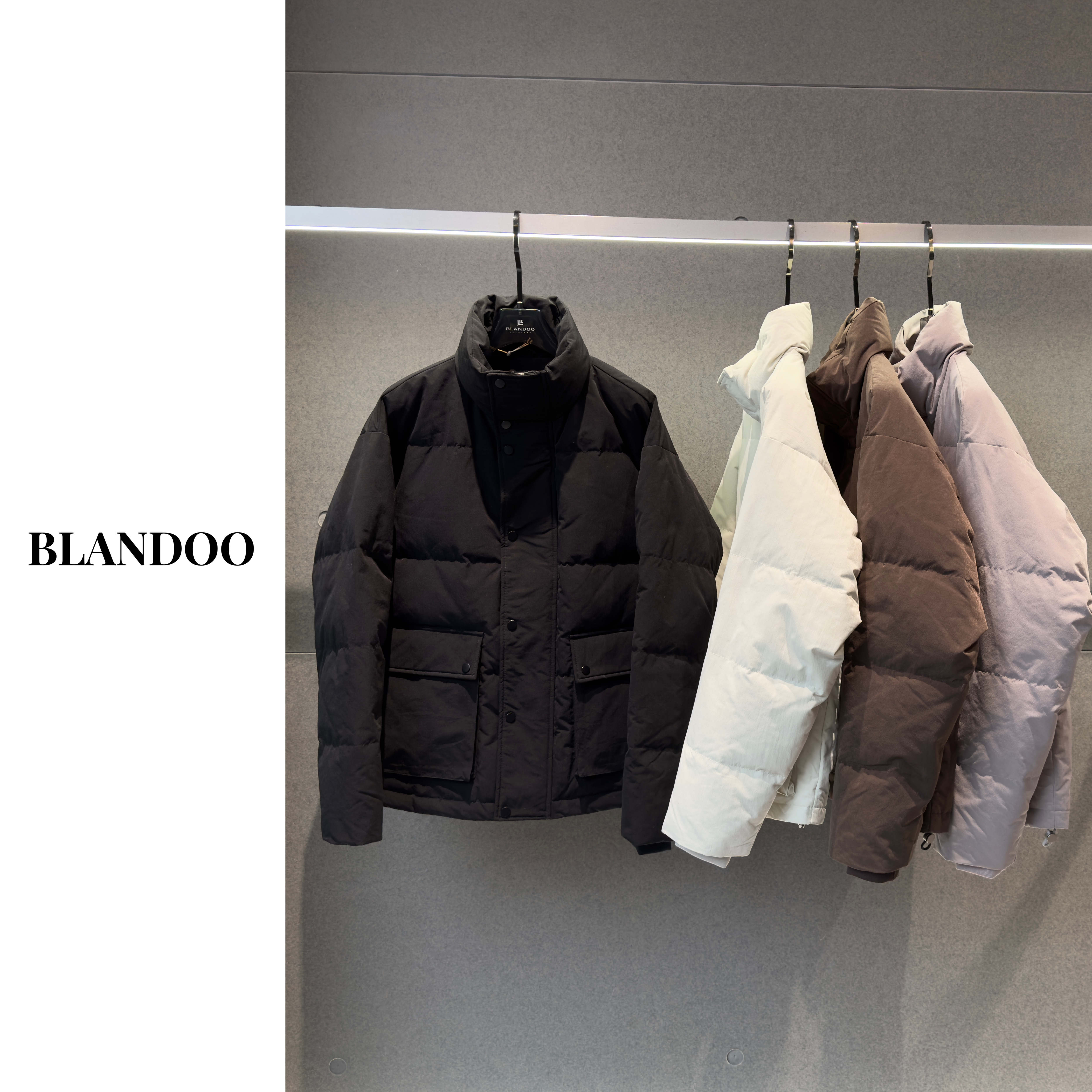 BLANDOO 男士冬季立领工装风白鸭绒羽绒服7038