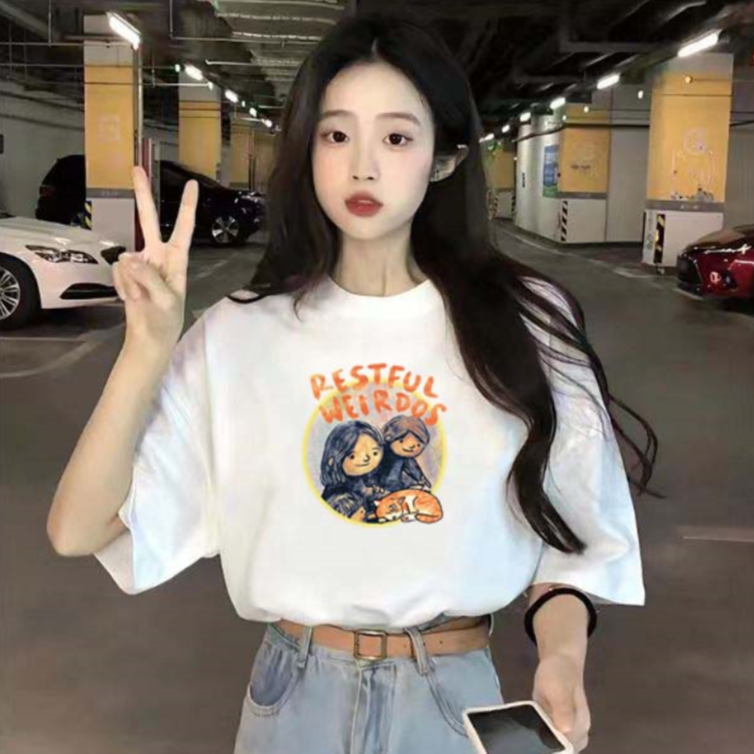 新款潮流纯棉短袖T恤男女同款情侣款-俩小孩