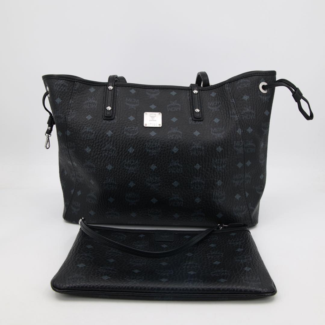 95新 MCM MCM托特包中号黑色金扣/97616981
