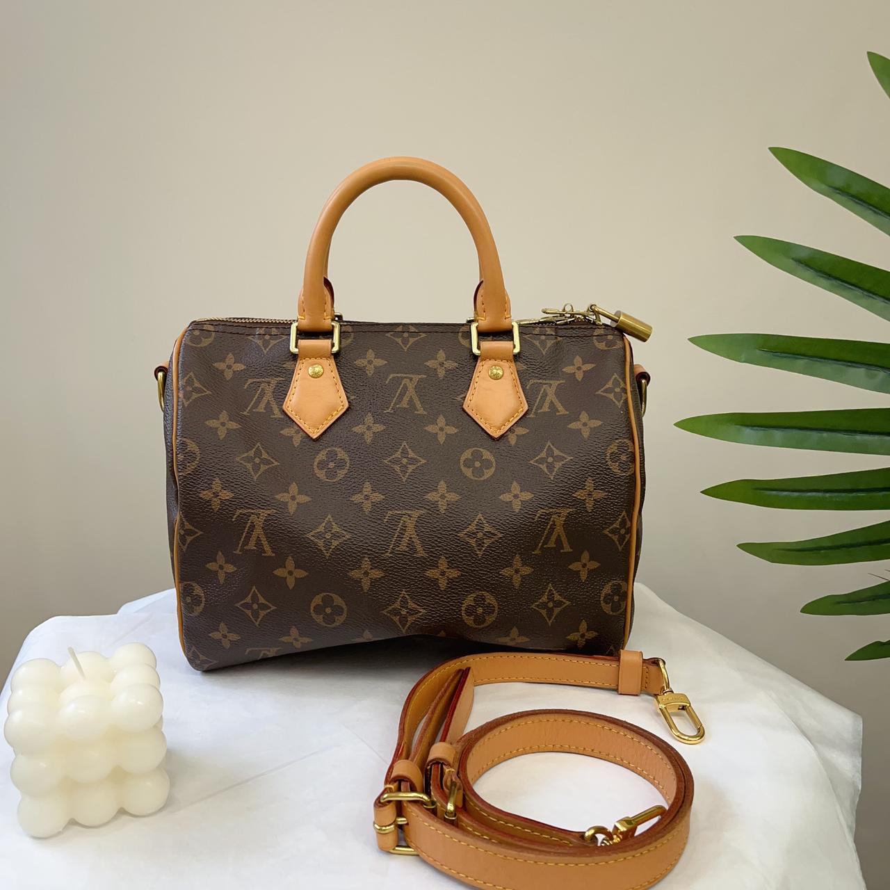 95新 LouisVuitton/路易威登 speedy25老花手提斜挎包/22754764