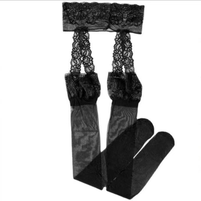 蕾丝花边吊带性感一体袜夏季薄款辣妹锈惑美腿防滑过膝高长筒丝袜