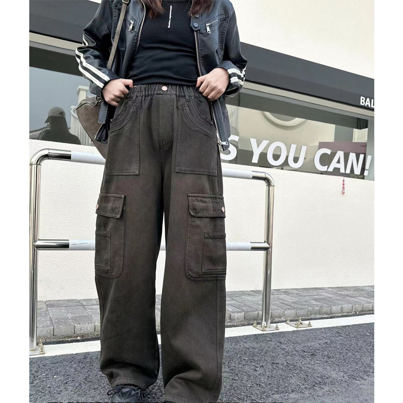 【潮牌甄选牛仔裤】中大童冬季新款加绒儿童工装牛仔裤休闲裤6764