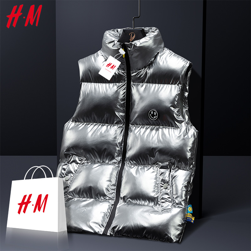 HM男士冬季棉马甲背心2023秋冬加厚外穿保暖无袖坎肩潮外套男大码