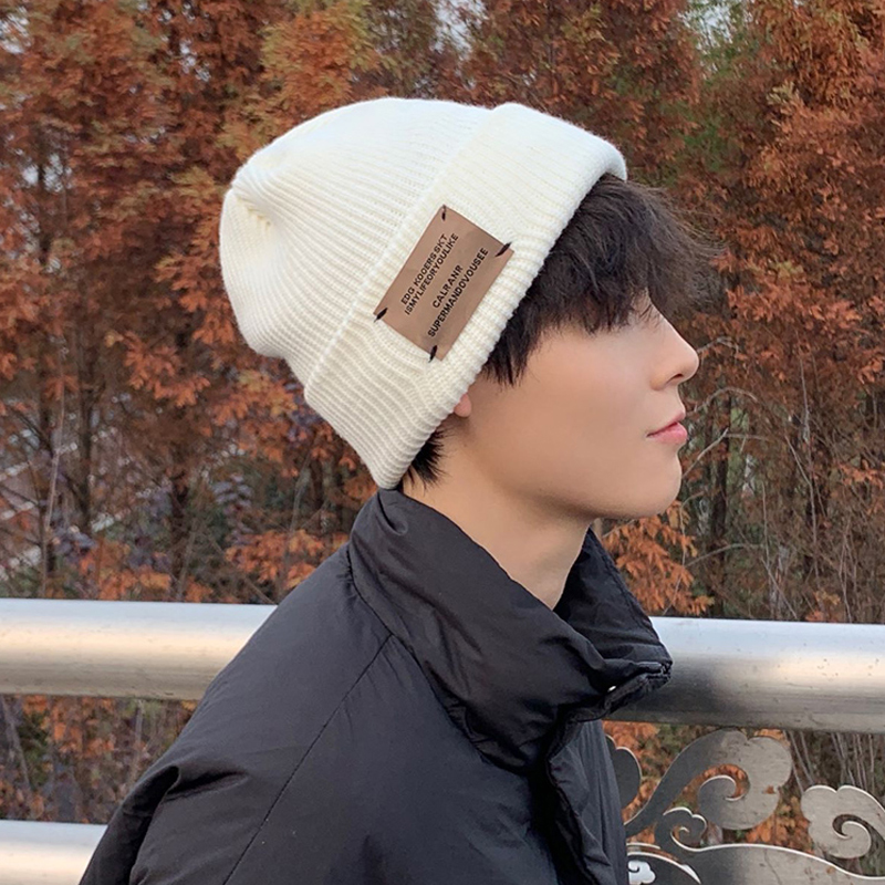 帽子男士冬季针织帽时尚潮新款骑车时尚加厚保暖防风毛线包头冷帽