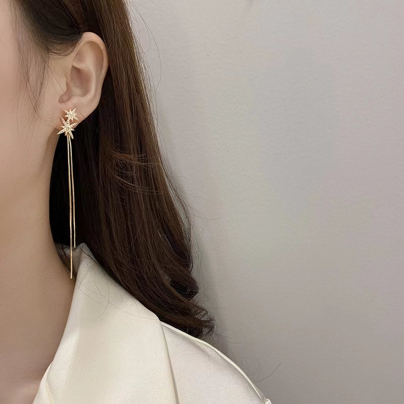 铜合金耳饰 气质耳饰百搭显脸瘦耳线女耳钉时尚长款N0031