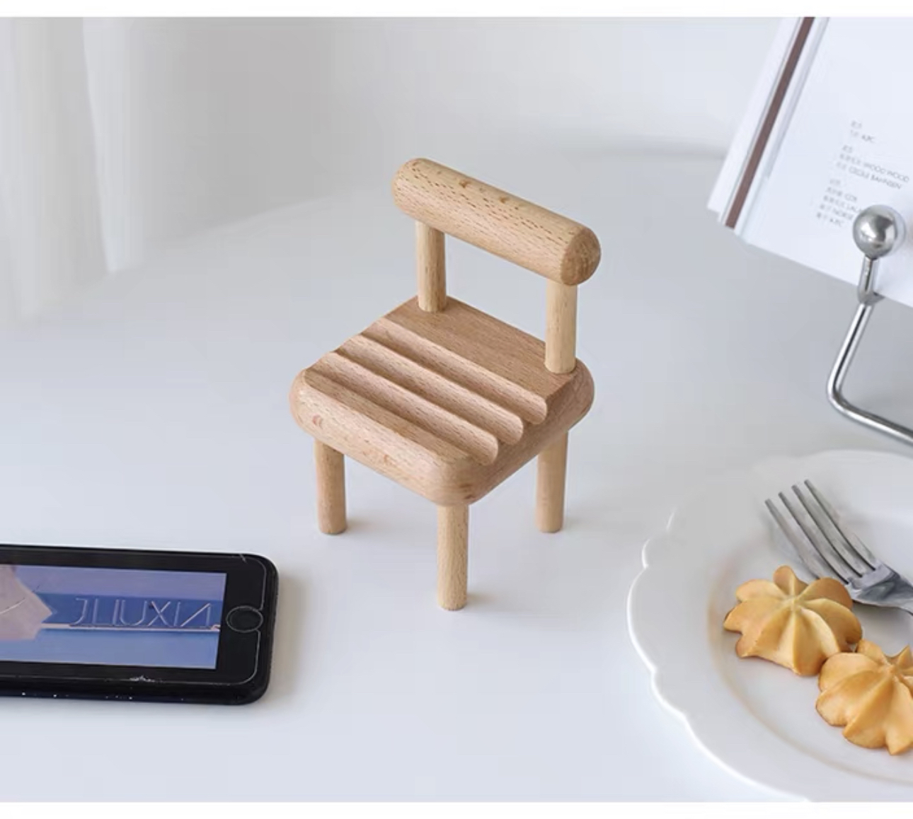 榉木椅子手机支架创意桌面摆件
