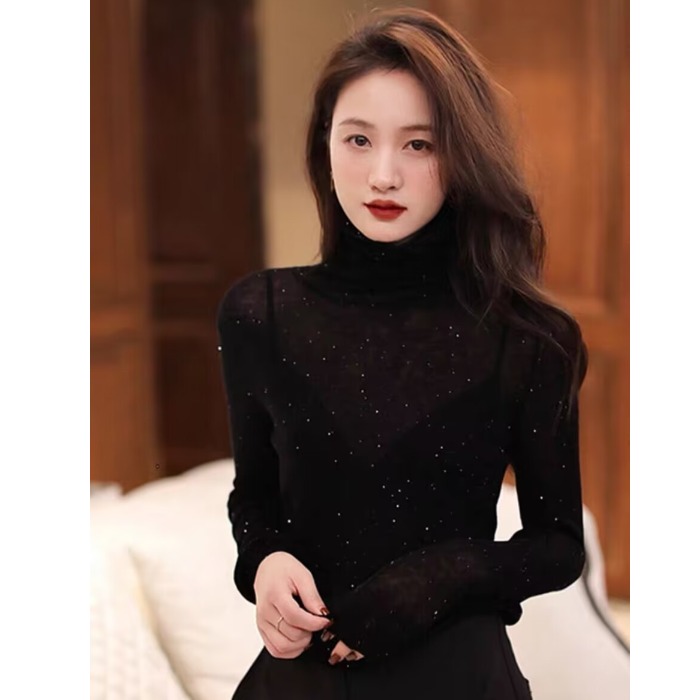 SS1388显瘦内搭珠片针织打底衫别致上衣