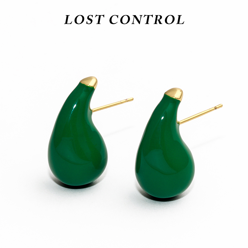 LOST CONTROL 铜合金耳饰 绿珐琅耳钉
