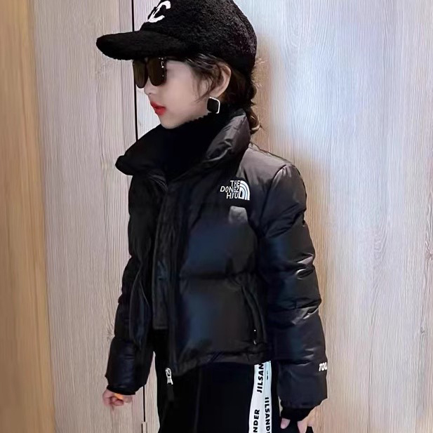 女童立领短款羽绒服2023冬装新款洋气女孩纯色面包服儿童潮外套潮