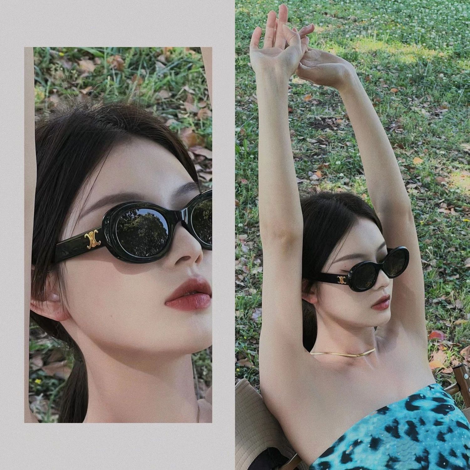 豹纹墨镜女高级感大脸显瘦美式复古防晒防紫外线凯旋门太阳眼镜男