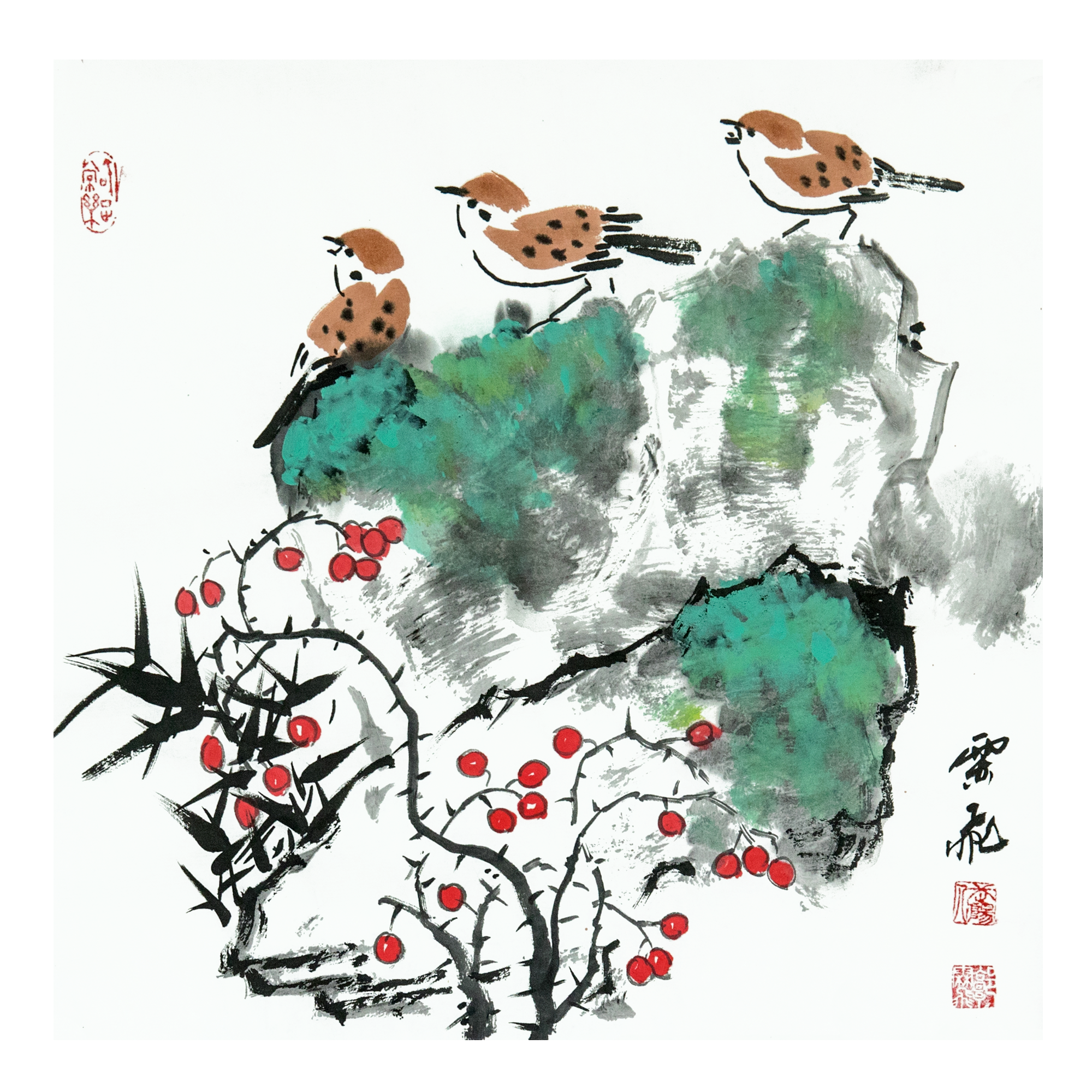 【适合客厅玄关餐厅卧室原稿国画】原创材质手绘花鸟国画未装裱画芯