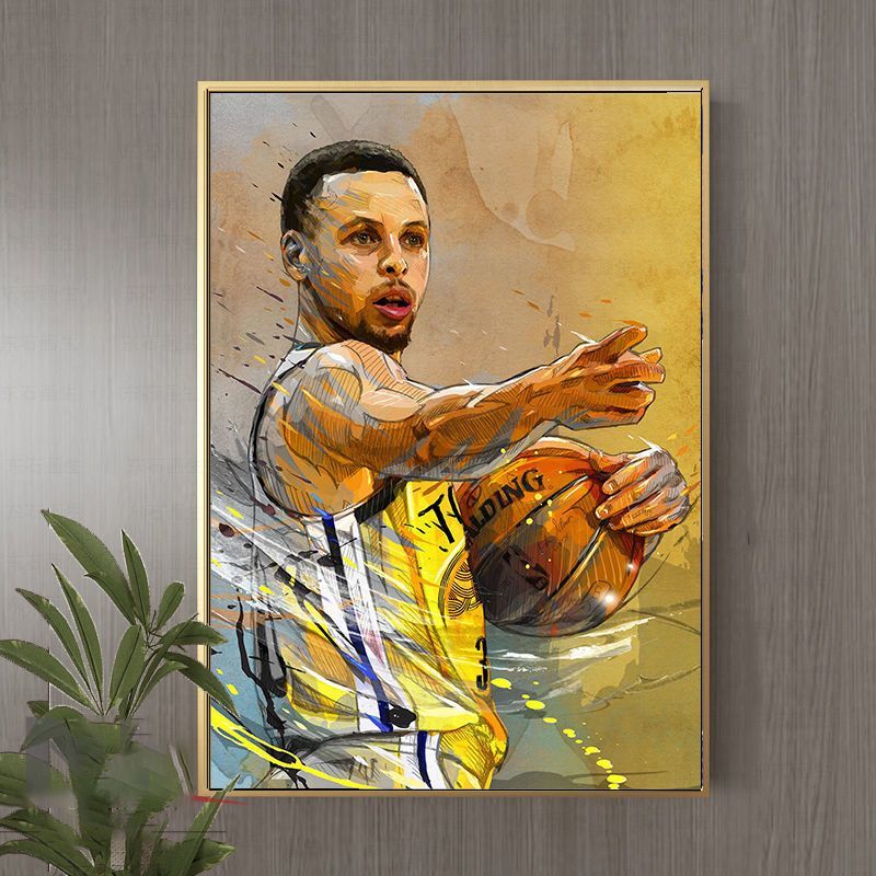 斯蒂芬库里挂画nba篮球明星彩票店体育装饰画男孩卧室床头墙壁画