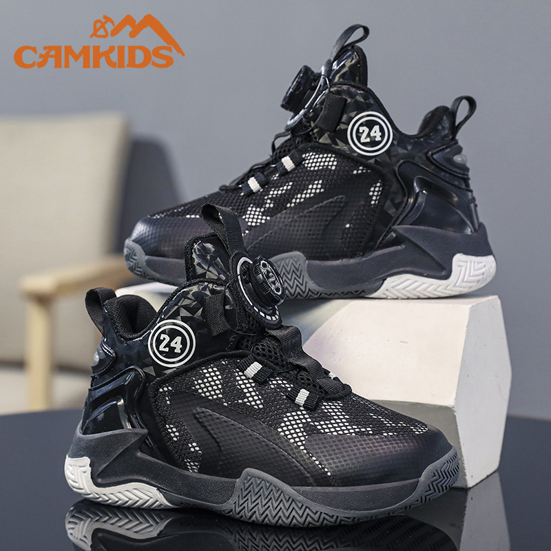 CAMKIDS冬季新款潮童篮球鞋旋转纽扣运动鞋百搭儿童篮球鞋
