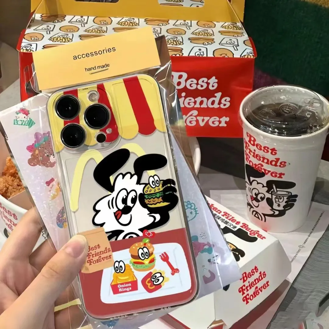 汉堡小狗华为vivo小米oppo荣耀苹果15手机壳iPhone13透明14文字15