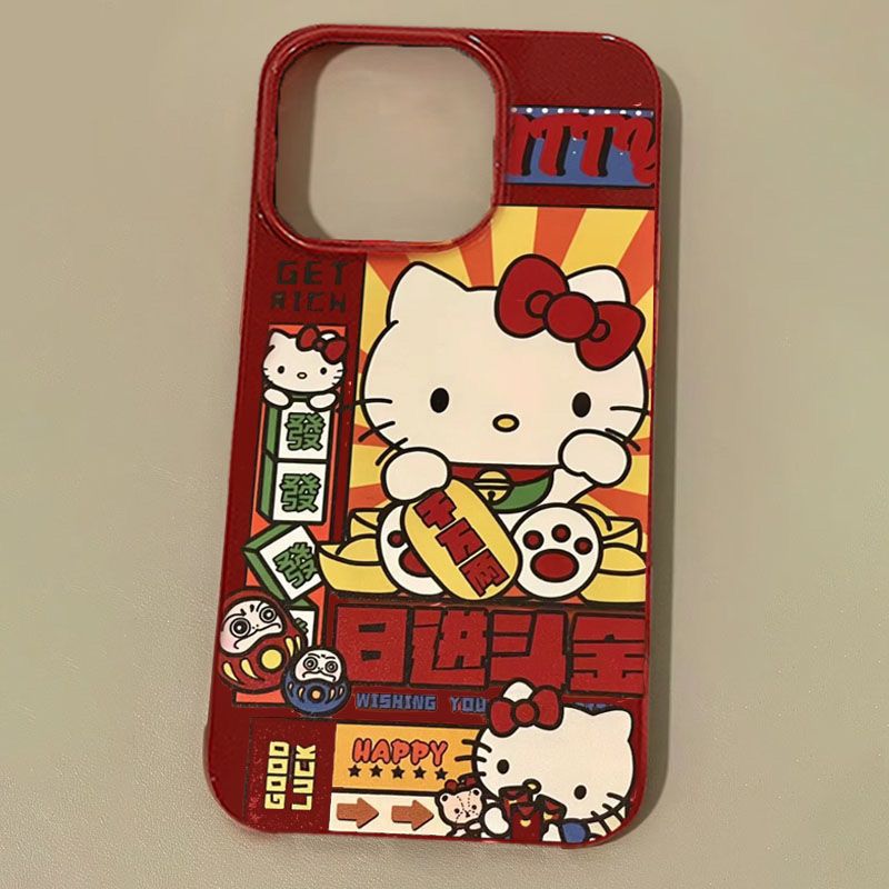 日进斗金猫适用苹果15手机壳iPhone13promax酒红14plus防摔12软11