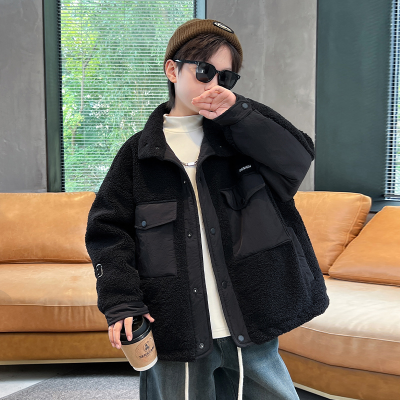 男童春秋冬款外套潮男孩大儿童装加棉衣加厚加绒23新款外套D23560