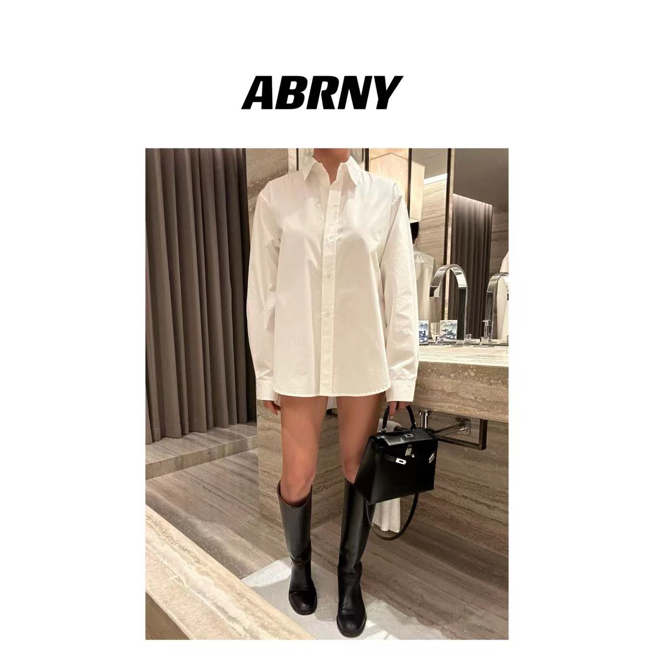 ABRNY【男友衬衣】衬衫气质设计师韩版女简约百搭秋季高级轻奢纯色