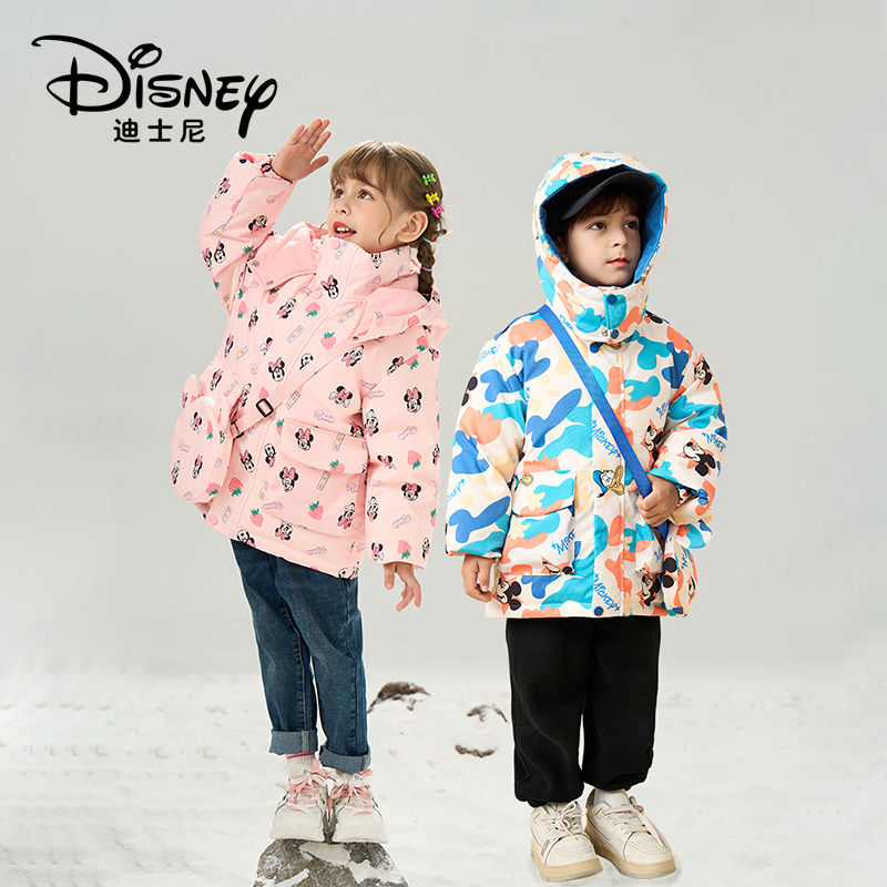 Disney/迪士尼XH儿童双面穿羽绒服男女童卡通印花外套XME4SU319