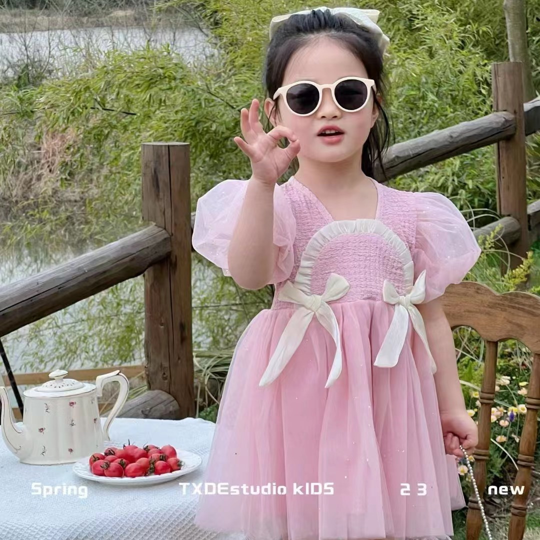 女童甜美连衣裙夏装2023新款儿童宝宝公主裙超仙洋气礼服蓬蓬纱裙