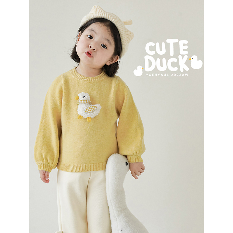 幼悠儿童卡通毛衣女童保暖套头针织衫洋气宝宝冬季休闲童装D2900