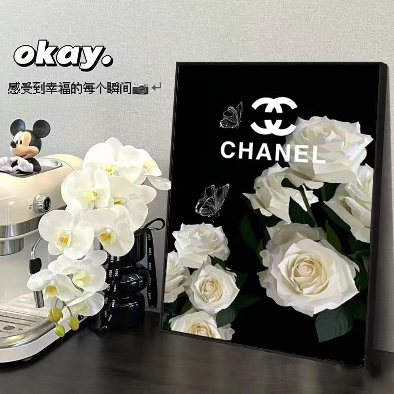 铝合金边框晶瓷画ins风轻奢北欧风装饰画桌面摆画卧室客厅沙发