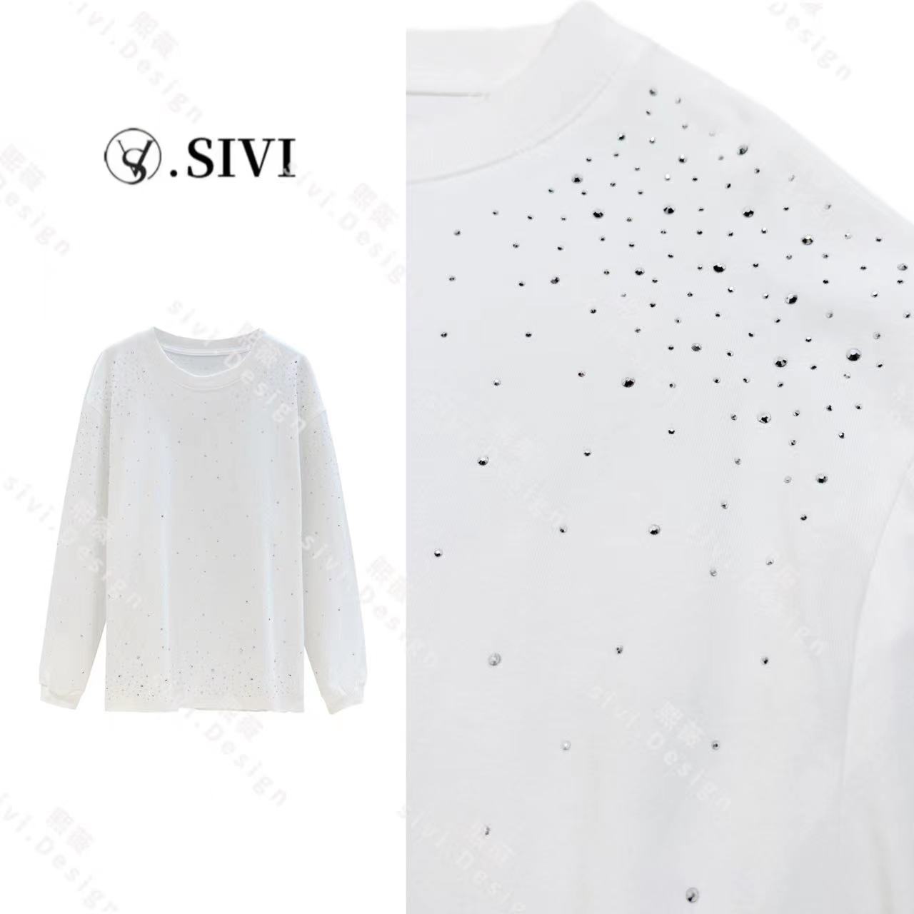 SIVI【繁星流动】2023冬季新款轻奢洋气长袖上衣防寒保暖打底F2703
