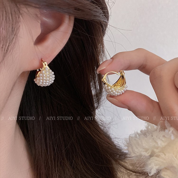 铜合金仿珍珠耳饰 耳饰女小众高级耳扣秋冬轻奢耳环2024新款爆款