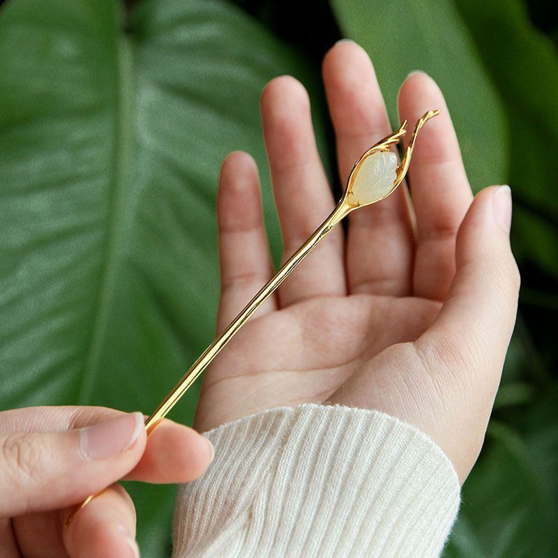 发簪女夏天高级感古风汉服旗袍头饰日常盘发簪子玉兰花新款新中式