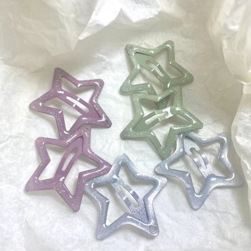 绝美可爱滴油星星发夹细闪五角星发卡刘海夹子辣妹侧边夹发饰