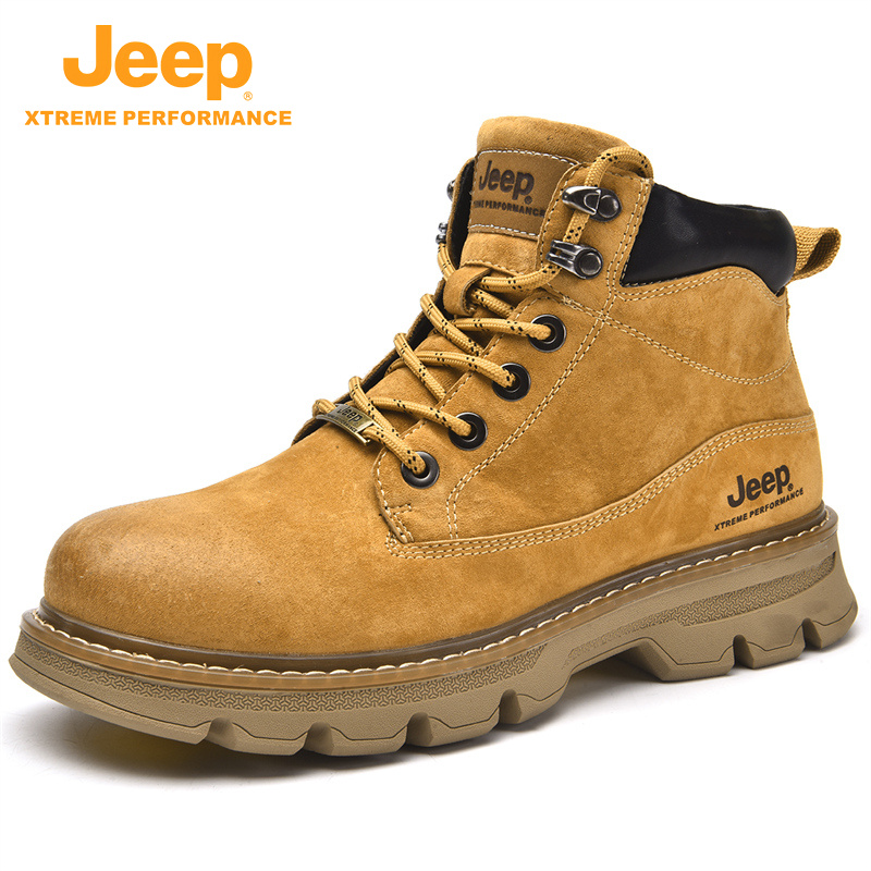 JEEP/吉普2023秋冬款男鞋工装靴耐磨大黄靴登山鞋中帮潮流马丁靴