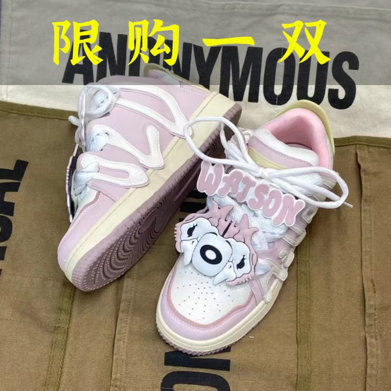 红蜻蜓牌炸街款面包鞋ins潮小众百搭休闲鞋高街款字母港风鞋子