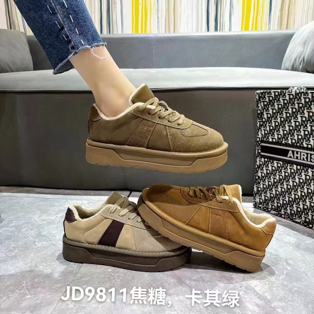 【宝妈专属】JD9811欧货厚底加绒板鞋2023冬季新款防滑面包雪地棉鞋
